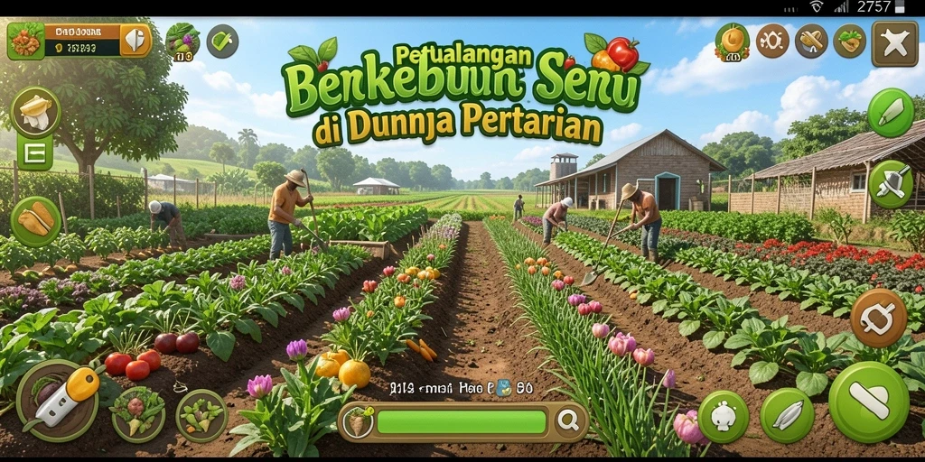 Screenshot utama 2757 menampilkan gameplay seru di ladang pertanian.