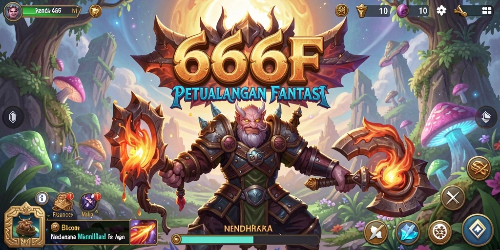 Tampilan permainan RPG dengan pertarungan epik dan karakter menarik.