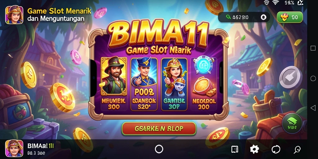 Screenshot gameplay BIMA11 menampilkan serunya bermain slot dengan berbagai tema.