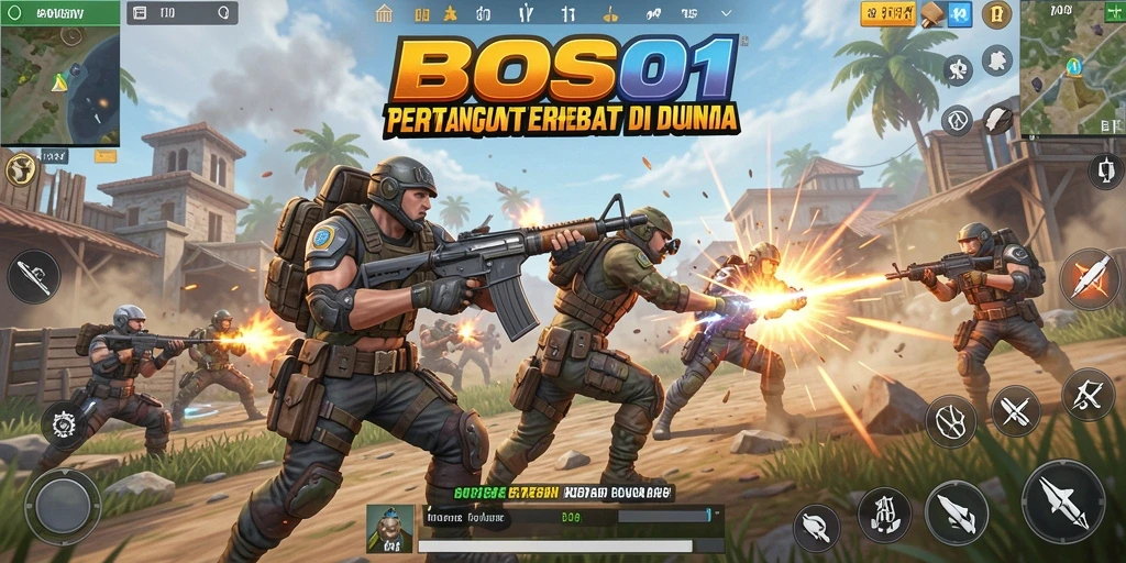 Tampilan seru gameplay Battle Royale di BOS01 dengan aksi menegangkan.