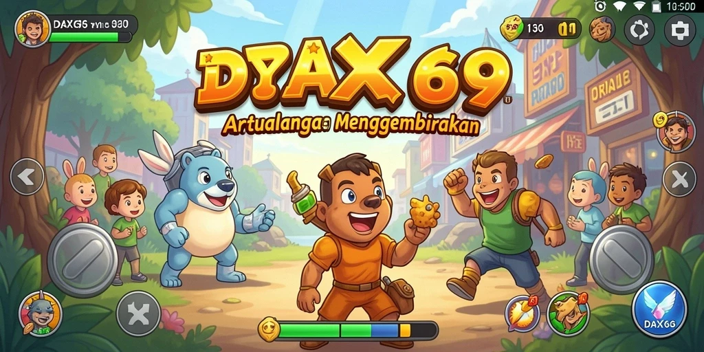 Tampilan gameplay DAX69 yang penuh warna dan seru.