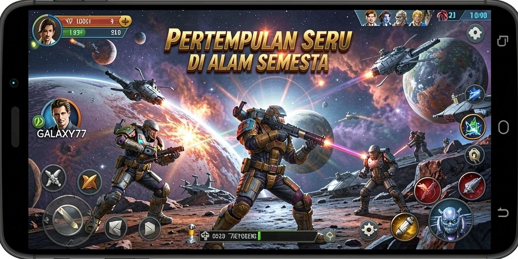 Gameplay seru dengan pertempuran luar angkasa yang intens.