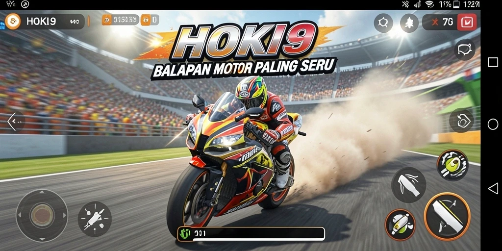 Tampilan gameplay HOKI9 dengan balapan motor yang mendebarkan.
