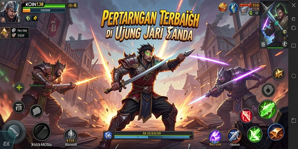 Tampilan gameplay KOIN138 dengan pertarungan yang intens.