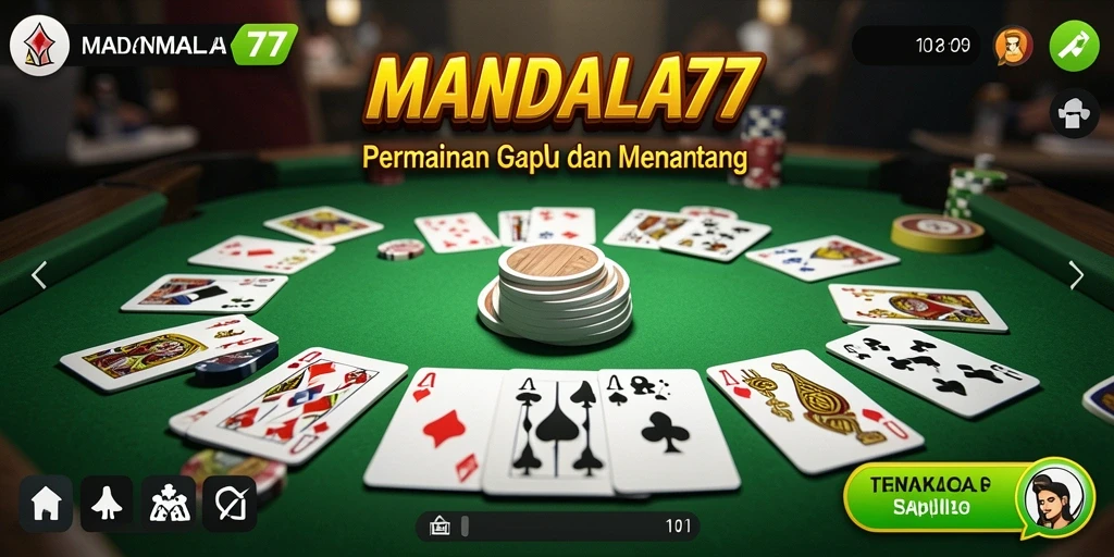 Tampilan gameplay MANDALA77 dengan nuansa Gaple yang kental.
